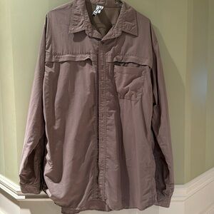 Man’s Magellan size large taupe button-down, Safari shirt